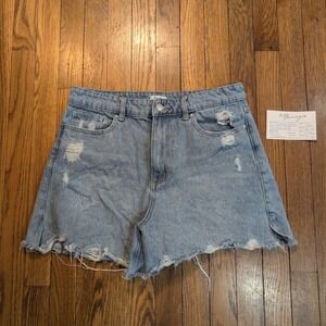 Simple Society Light Wash Distressed Cut-off Stretch Shorts 9/29